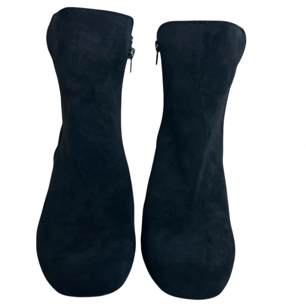 DOLCE by MOJO MOXY‎ Women’s Black Suede Ankle Boots Jeweled Studded Heel Zip 11M